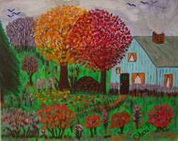 Blue Cabin in Autumn